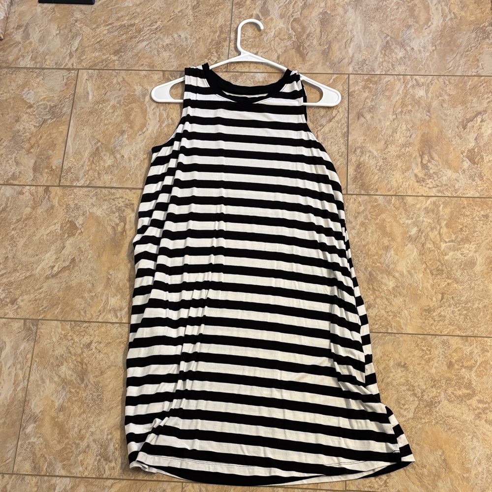 Time and Tru Black and White Striped Top